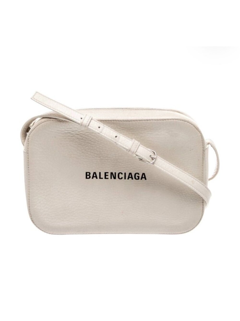 BALENCIAGA White Leather Everyday Crossbody Bag